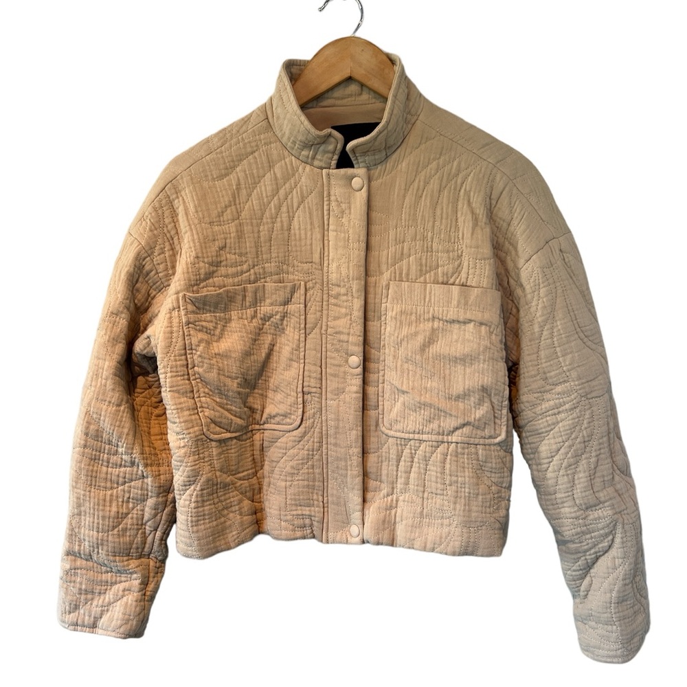 7 For All Mankind taupe quilted crop jacket Small